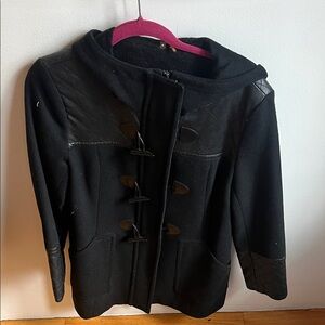 Calvin Klein Black Pea Coat with Toggle Closure